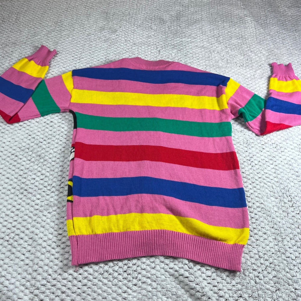 Disney Mickey Minnie Mouse Cardigan Sweater Pink Rainbow Stripe Size LARGE NWT - Picture 6 of 13